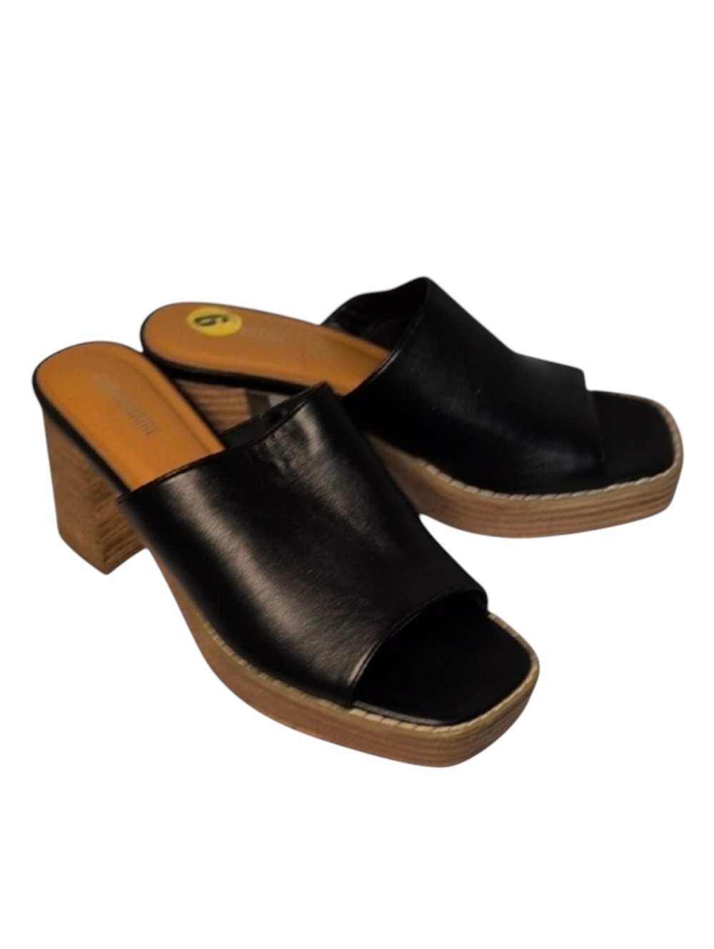 Cushionaire Black Mules Faux Leather Size 9
